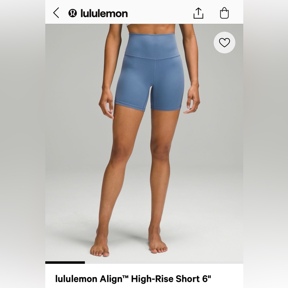 Lululemon Align short 6” size 6 oasis blue